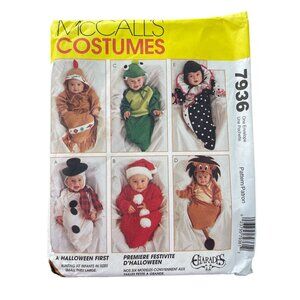 McCalls 7936 Sewing Pattern Infant Native Frog Jester Snowman Santa Lion UNCUT